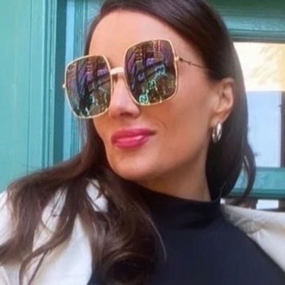 GUCCI EUC SUPREME UNISEX SQUARE GG PRINT MONOGRAM MIRROR SUNGLASSES - Picture 4 of 12